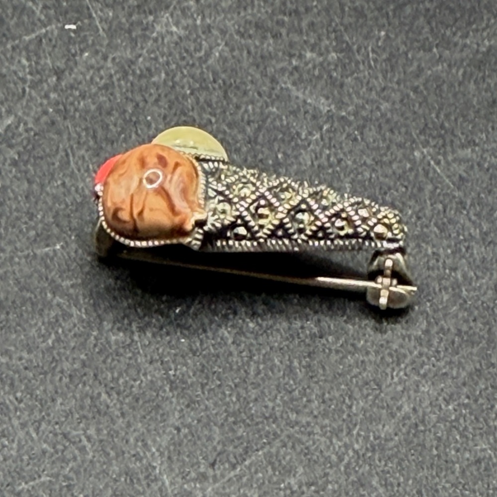Judith Jack Sterling Silver Marcasite Enamel Ice Cream Cone Brooch Pin Jewelry - Picture 10 of 13